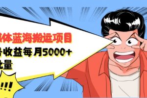 自媒體藍海搬運項目：單號收益每月基本都可以達到5000+，可批量
