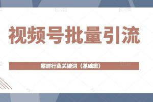 視頻號批量引流，霸屏行業關鍵詞（基礎班）全面系統講解視頻號玩法