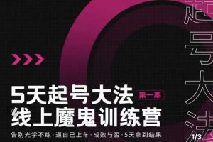 大播·五天起號(hào)魔鬼訓(xùn)練營(yíng)，告別光學(xué)不練，逼自己上車，成敗與否，5天拿到結(jié)果