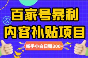 百家號暴利內容補貼項目，圖文10元一條，視頻30一條，新手小白日賺300+