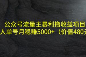 公眾號流量主暴利擼收益項目，單人單號月穩賺5000+（價值480元）