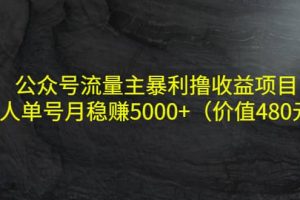 公眾號流量主暴利擼收益項目，單人單號月穩賺5000 （價值480元）