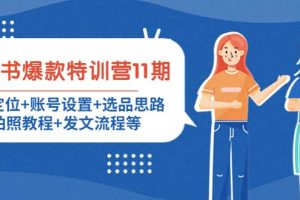 小紅書爆款特訓營11期：人設定位 賬號設置 選品思路 拍照教程 發文流程等