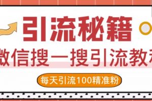 微信搜一搜引流教程，每天引流100精準粉