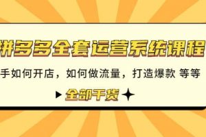 拼多多全套運營系統課程：新手如何開店 如何做流量 打造爆款 等等 全部干貨