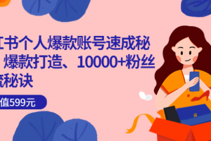 小紅書個人爆款賬號速成秘籍，爆款打造、10000 粉絲引流秘訣（價值599）