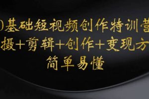 0基礎短視頻創作特訓營：拍攝 剪輯 創作 變現方法