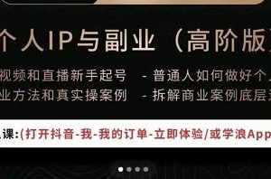 一舟一課個人IP與副業（高階版），短視頻和直播新手起號-普通人如何做好個人IP