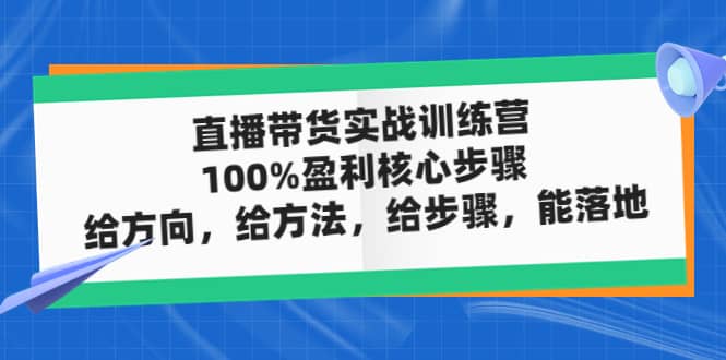 直播帶貨實戰(zhàn)訓練營：100%盈利核心步驟，給方向，給方法，給步驟，能落地插圖