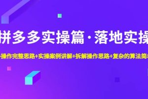 拼多多實(shí)操篇·落地實(shí)操 完整思路 實(shí)操案例 拆解操作思路 復(fù)雜的算法簡單化