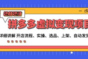拼多多虛擬變現(xiàn)項目：講解開店流程-實操-選品-上架-自動發(fā)貨等(無水印)