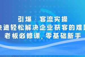 引爆·客流實操：快速輕松解決企業(yè)獲客的難題，老板必修課，零基礎(chǔ)新手