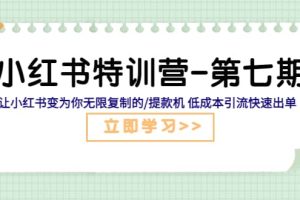 小紅書特訓營-第七期 讓小紅書變為你無限復制的/提款機 低成本引流快速出單