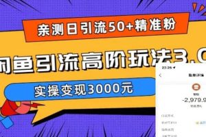 實測日引50 精準粉，閑魚引流高階玩法3.0，實操變現3000元