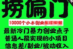 千款撈偏門小本創業小項目，總有一款適合你【無水印】