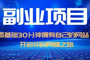 零基礎30分鐘擁有自己的網站，日賺1000 ，開啟你的網賺之路（教程 源碼）