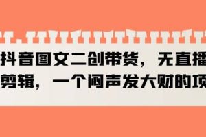 抖音圖文二創(chuàng)帶貨，無直播，不剪輯，一個(gè)悶聲發(fā)大財(cái)?shù)捻?xiàng)目