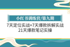 小紅書訓(xùn)練營/第九期：7天定位實(shí)戰(zhàn) 7天爆款拆解實(shí)戰(zhàn)，21天爆款筆記實(shí)操