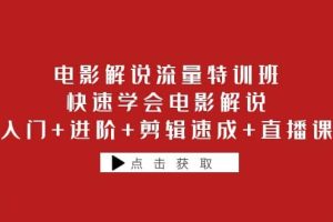 電影解說流量特訓(xùn)班：快速學(xué)會(huì)電影解說，入門 進(jìn)階 剪輯速成 直播課