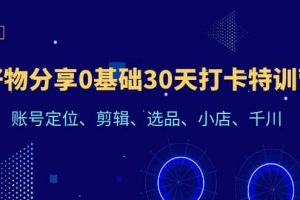 好物分享0基礎30天打卡特訓營：賬號定位、剪輯、選品、小店、千川