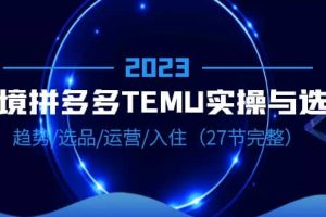 2023跨境·拼多多·TEMU實操與選品，趨勢·選品·運營·入住（27節完整）