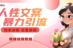 獨家人性文案玩法，暴力引流多重變現(xiàn)。喂飯級教程