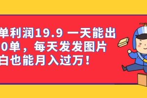 一單利潤19.9 一天能出100單，每天發發圖片 小白也能月入過萬（教程 資料）