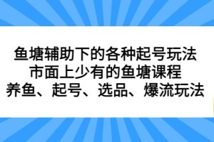 魚塘輔助下的各種起號玩法，市面上少有的魚塘課程，養魚、起號、選品、爆流玩法