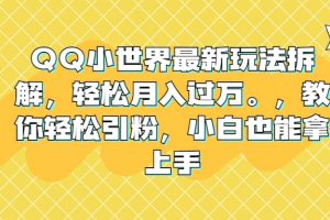 QQ小世界最新玩法拆解，輕松月入過萬。教你輕松引粉，小白也能拿上手