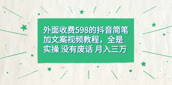 外面收費598抖音簡筆加文案教程，全是實操 沒有廢話 月入三萬（教程 資料）插圖