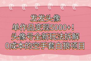 發發頭像，單作品變現5000 ！頭像號全新玩法拆解，0成本的空手套白狼項目