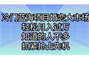 冷門藍(lán)海項目婚戀大市場，輕松月入過萬，知道的人不多，抓緊搶占先機(jī)