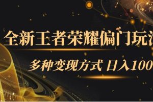 全新王者榮耀偏門玩法，多種變現方式 一天1000 小白閉眼入（附1000G教材）