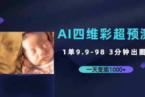 AI四維彩超預測，一單9.9-98，3分鐘出圖，一天變現1000