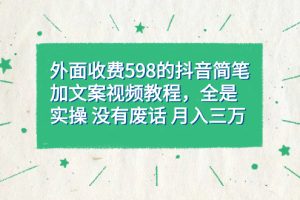 外面收費598抖音簡筆加文案教程，全是實操 沒有廢話 月入三萬（教程 資料）