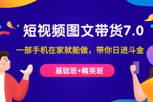 短視頻-圖文帶貨7.0（基礎班 精英班）一部手機在家就能做，帶你日進斗金
