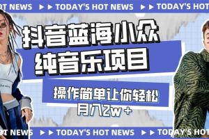 寶藏細(xì)分領(lǐng)域，抖音藍(lán)海小眾純音樂(lè)項(xiàng)目，操作簡(jiǎn)單讓你輕松月入2w＋
