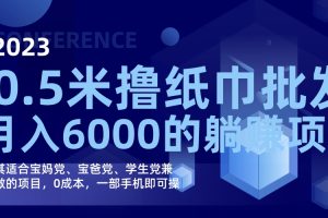 擼紙巾批發躺賺項目，0成本，一部手機無腦操作，月入6000