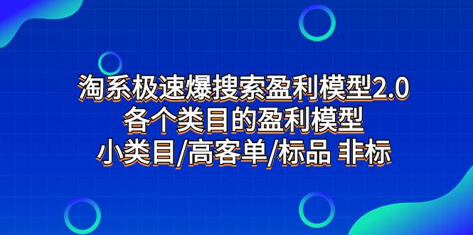 淘系極速爆搜索盈利模型2.0,各個類目的盈利模型,小類目/高客單/標品 非標插圖 淘系極速爆搜索盈利模型2.0,各個類目的盈利模型,小類目/高客單/標品 非標插圖