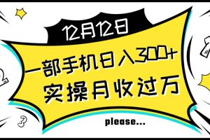 一部手機日入300 ，實操輕松月入過萬，新手秒懂上手無難點