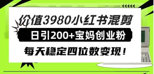 價值3980小紅書混剪日引200 寶媽創(chuàng)業(yè)粉,每天穩(wěn)定四位數(shù)變現(xiàn)!插圖 價值3980小紅書混剪日引200 寶媽創(chuàng)業(yè)粉,每天穩(wěn)定四位數(shù)變現(xiàn)!插圖