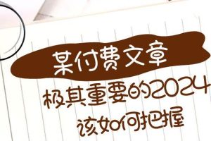 極其重要的2024該如何把握？【某公眾號付費(fèi)文章】
