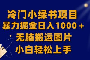 【全網首發】冷門小綠書暴力掘金日入1000＋，無腦搬運圖片小白輕松上手