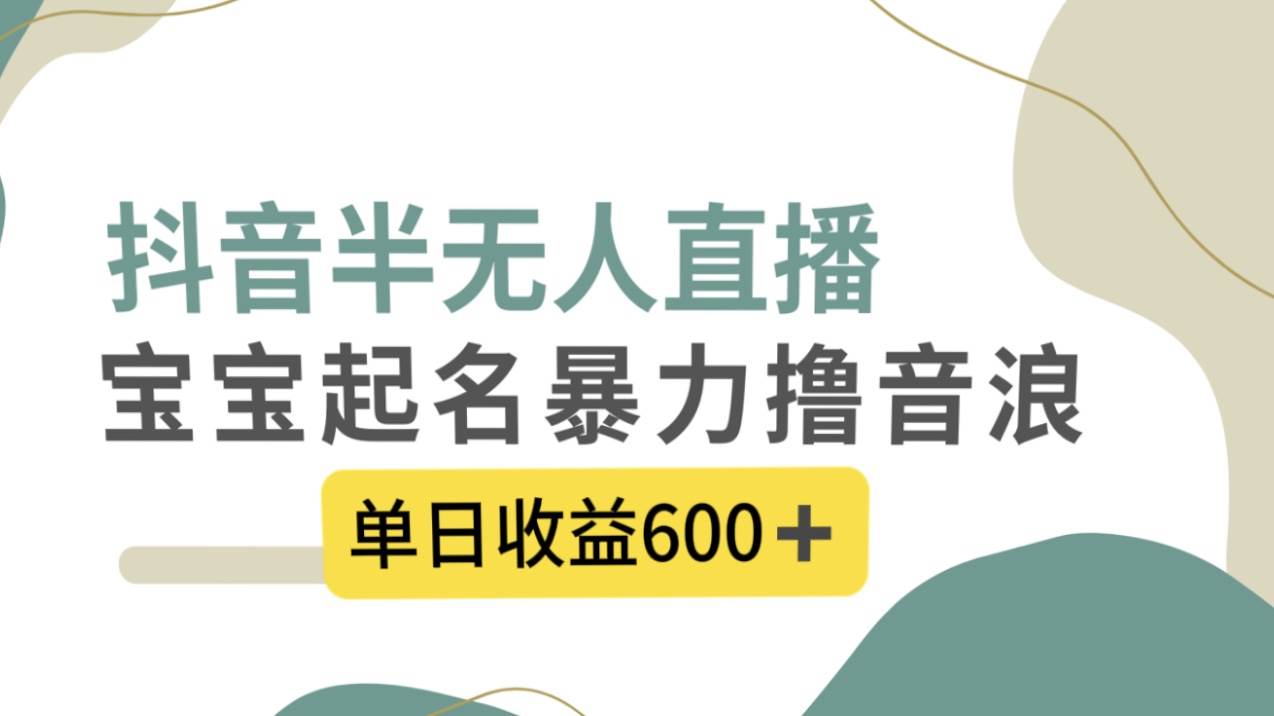 抖音半無人直播,寶寶起名,暴力擼音浪,單日收益600插圖 抖音半無人直播,寶寶起名,暴力擼音浪,單日收益600插圖