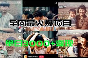 全網(wǎng)爆火的AI讓老照片動(dòng)起來教程，蹭熱點(diǎn)日賺3000+，內(nèi)含免費(fèi)工具一鍵…