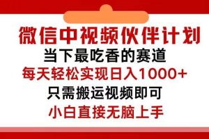 微信中視頻伙伴計劃，僅靠搬運就能輕松實現日入500+，關鍵操作還簡單，…