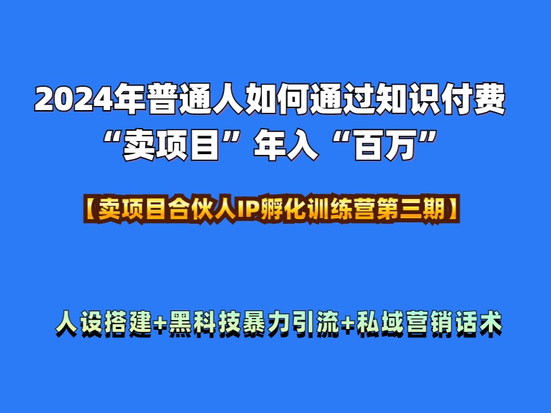 2024年普通人如何通過知識付費“賣項目”年入“百萬”人設搭建-黑科技暴力引流-全流程插圖