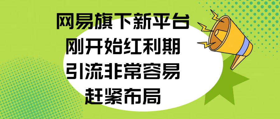 網易旗下新平臺，剛開始紅利期，引流非常容易，趕緊布局
