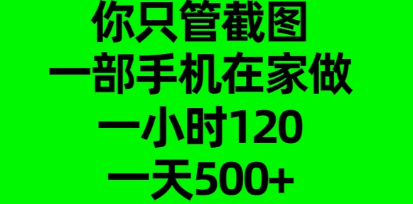 你只管截圖，一部手機在家做，一小時120，一天500+