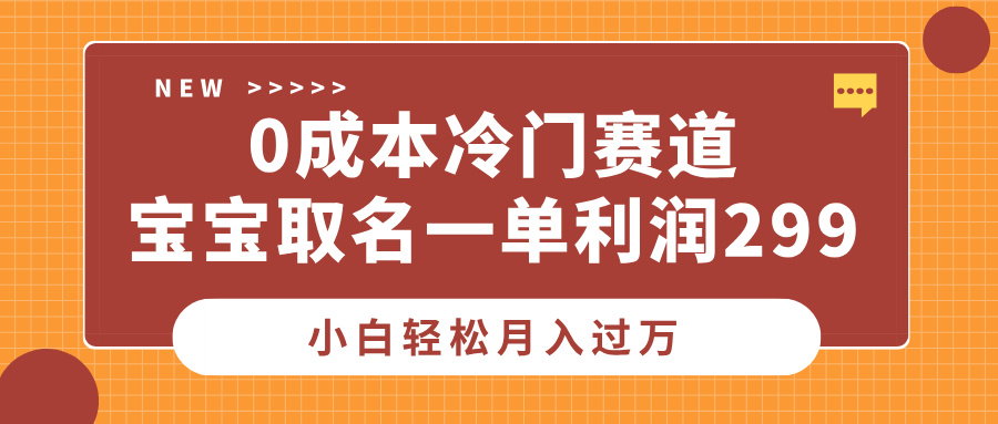 0成本冷門賽道，寶寶取名一單利潤299，小白輕松月入過萬